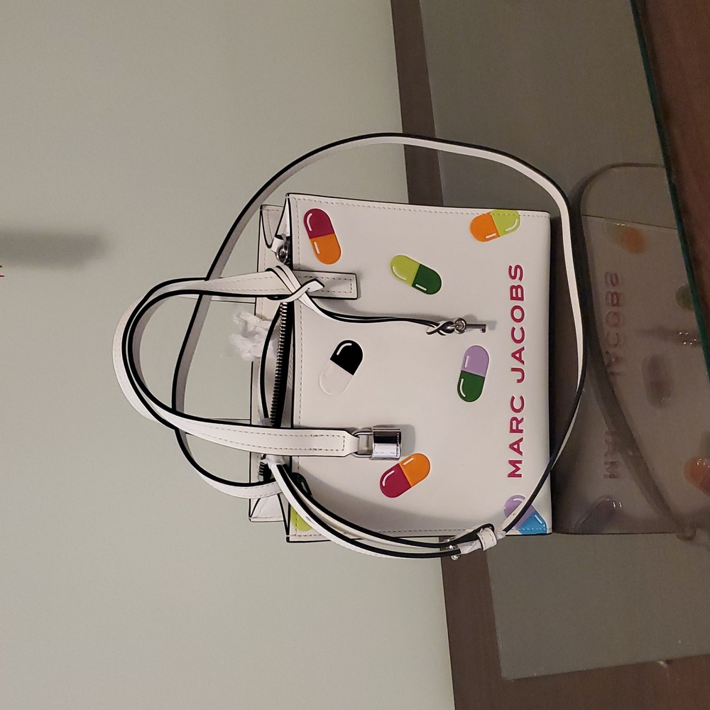 Marc Jacobs White Tote with Colorful Capsule Accents